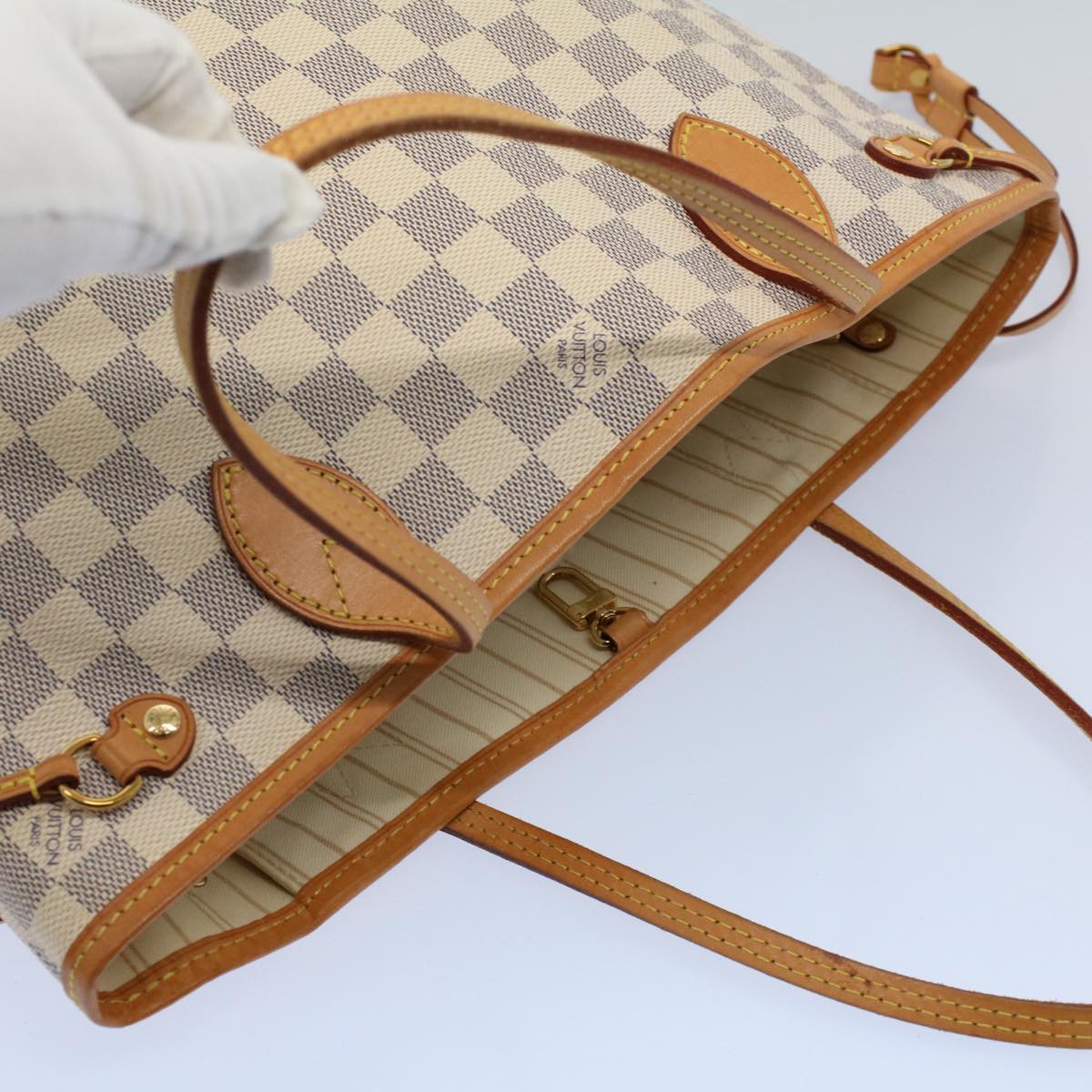 LOUIS VUITTON Damier Azur Neverfull PM Tote Bag N41362 LV 55104
