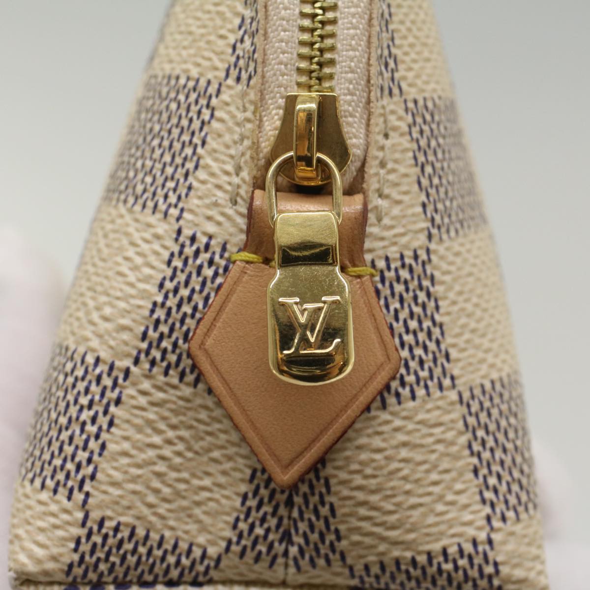 LOUIS VUITTON Damier Azur Pochette Cosmetic PM Pouch N60024 LV 55137