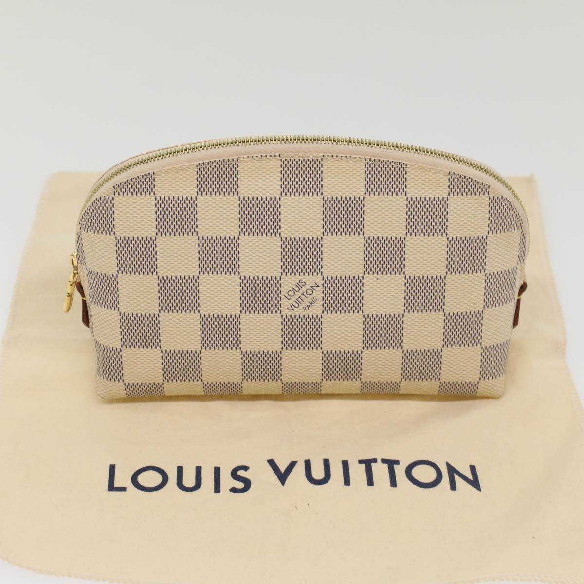 LOUIS VUITTON Damier Azur Pochette Cosmetic PM Pouch N60024 LV 55137
