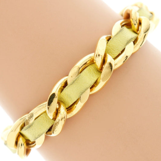Chanel Gold Plated Leather Bracelet