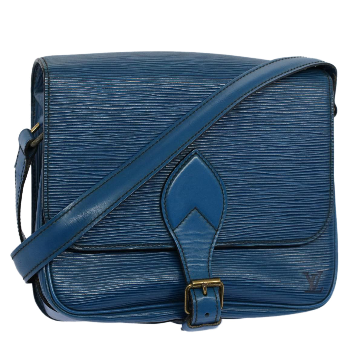LOUIS VUITTON Epi Cartouchiere MM Shoulder Bag Blue M52245 LV 55173