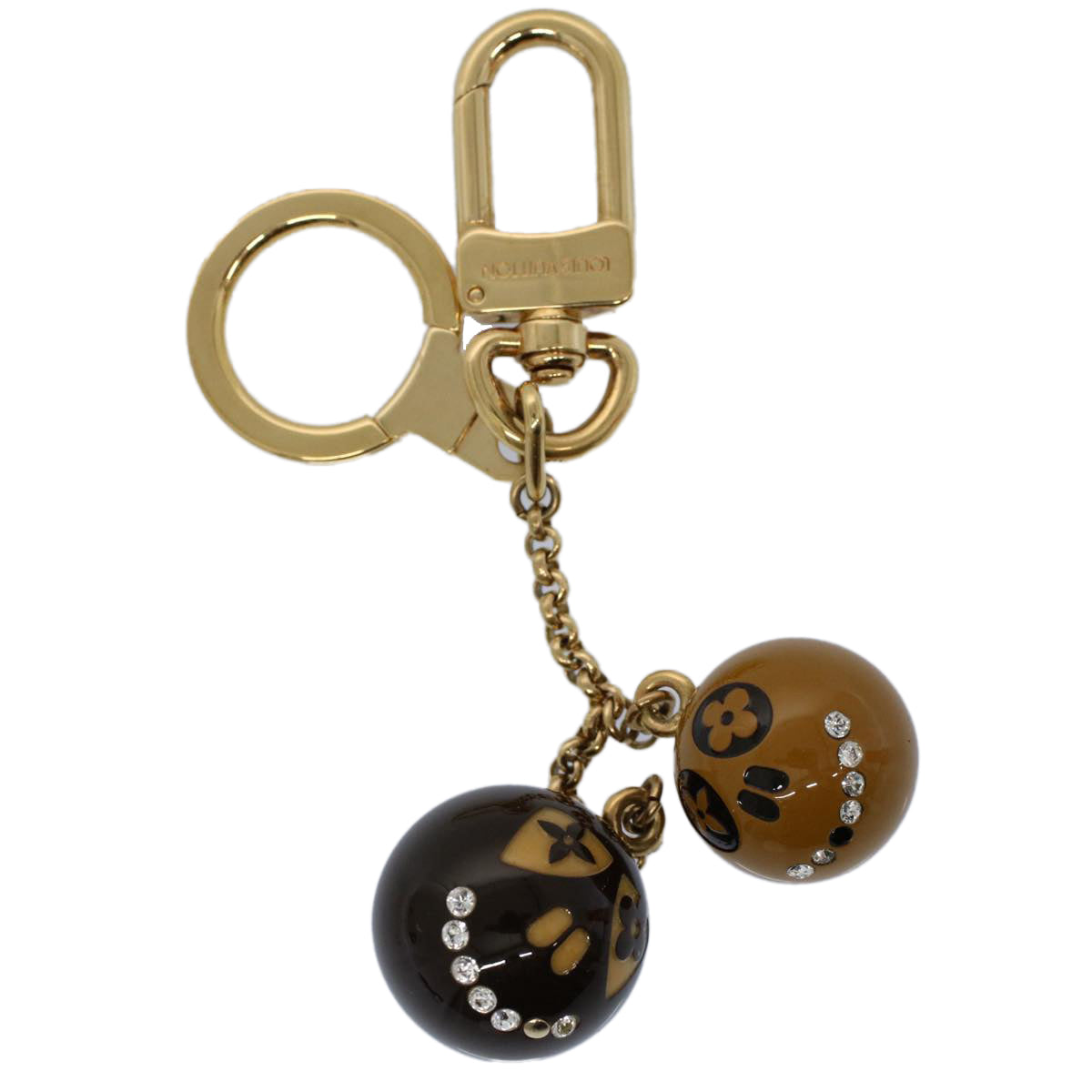 LOUIS VUITTON Porte Cles Jack & Lucy Key Holder Brown Gold M65376 LV 55174