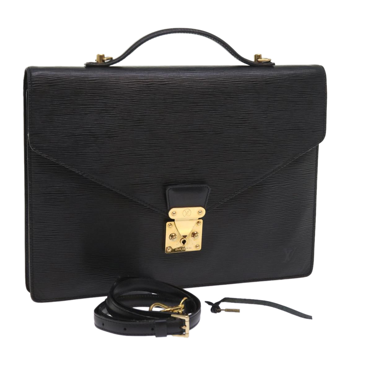 LOUIS VUITTON Epi Porte Documents Bandouliere Briefcase Black M54467 55179
