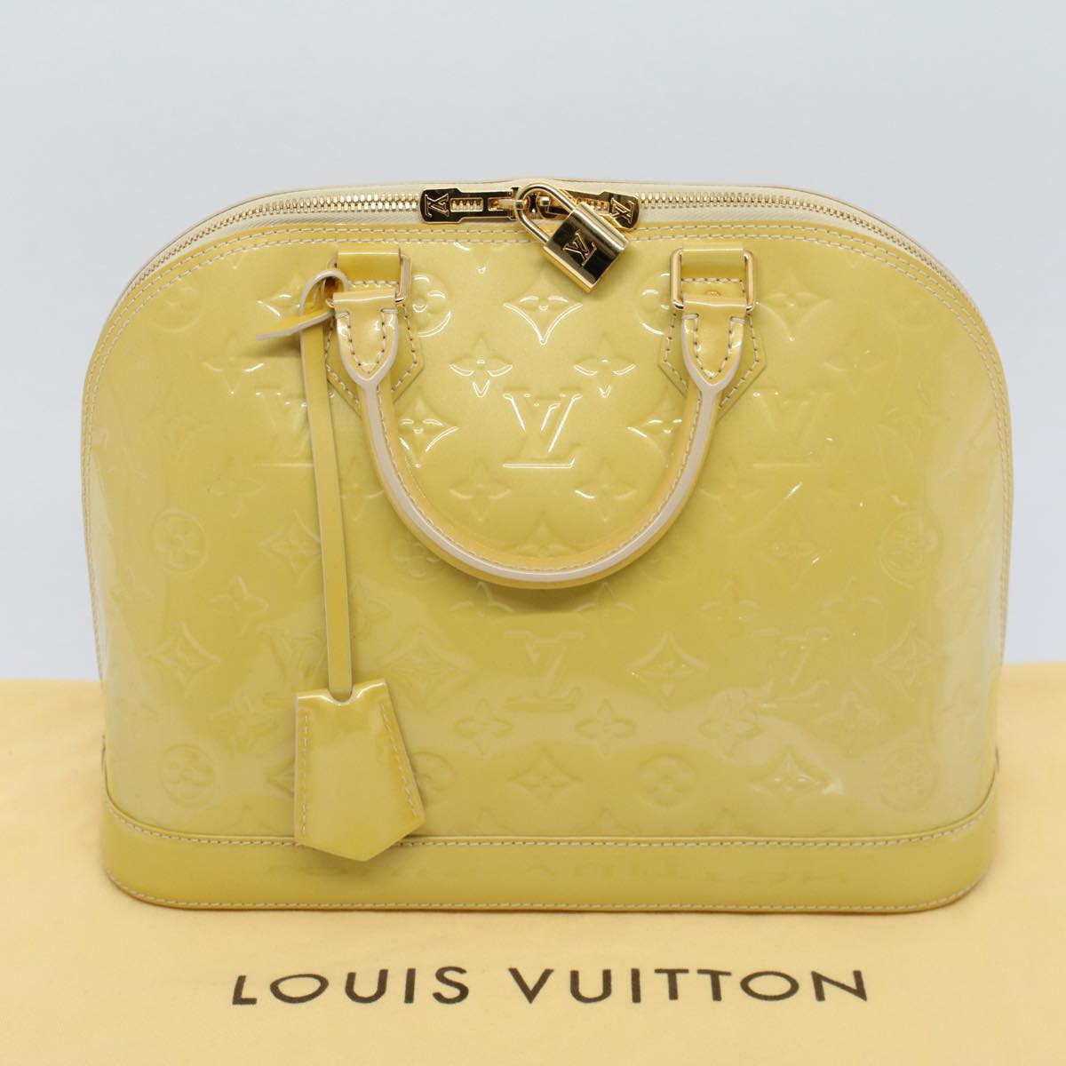 LOUIS VUITTON Monogram Vernis Alma PM Hand Bag Broncorail M91445 LV 55192