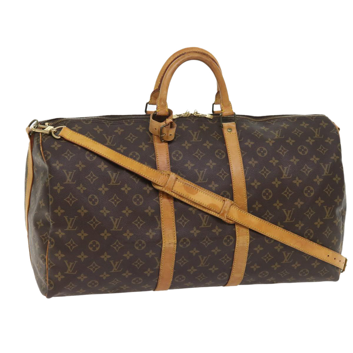 LOUIS VUITTON Monogram Keepall Bandouliere 55 Boston Bag M41414 LV 55218