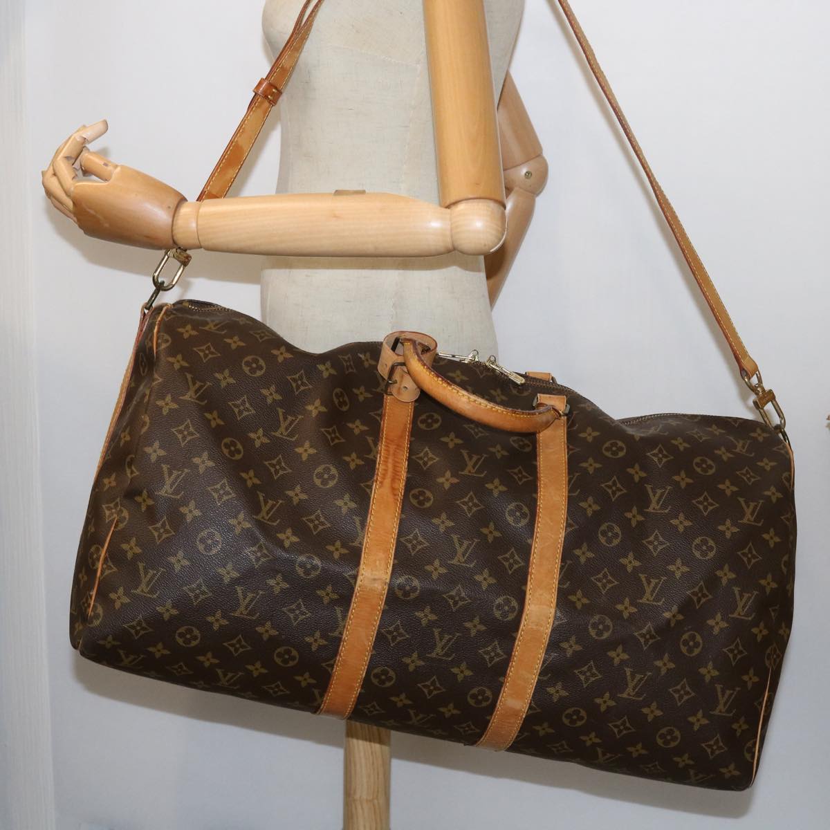 LOUIS VUITTON Monogram Keepall Bandouliere 55 Boston Bag M41414 LV 55218