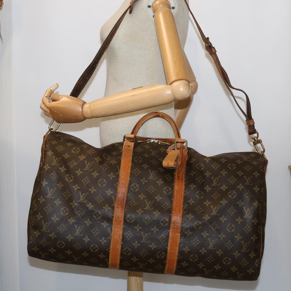 LOUIS VUITTON Monogram Keepall Bandouliere 55 Boston Bag M41414 LV 55220