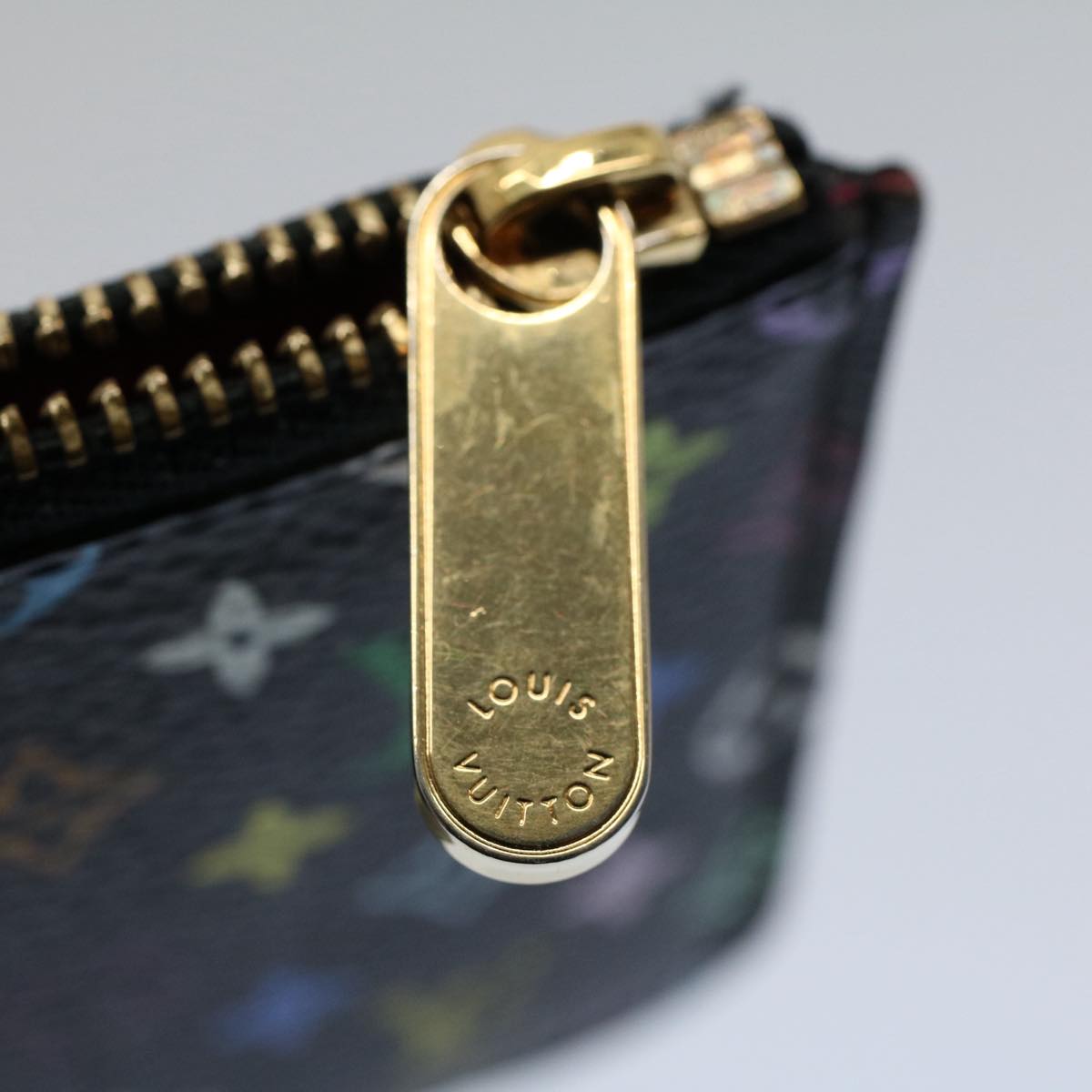 LOUIS VUITTON Multicolor Pochette Cles NM Coin Purse Black M60279 LV 55266
