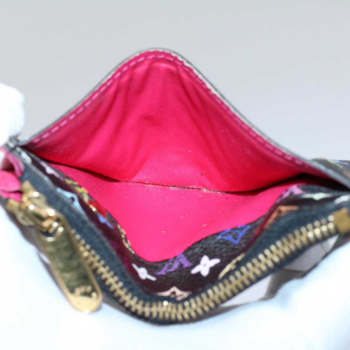 LOUIS VUITTON Multicolor Pochette Cles NM Coin Purse Black M60279 LV 55266