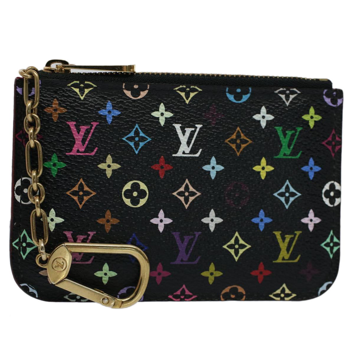 LOUIS VUITTON Multicolor Pochette Cles NM Coin Purse Black M60279 LV 55266