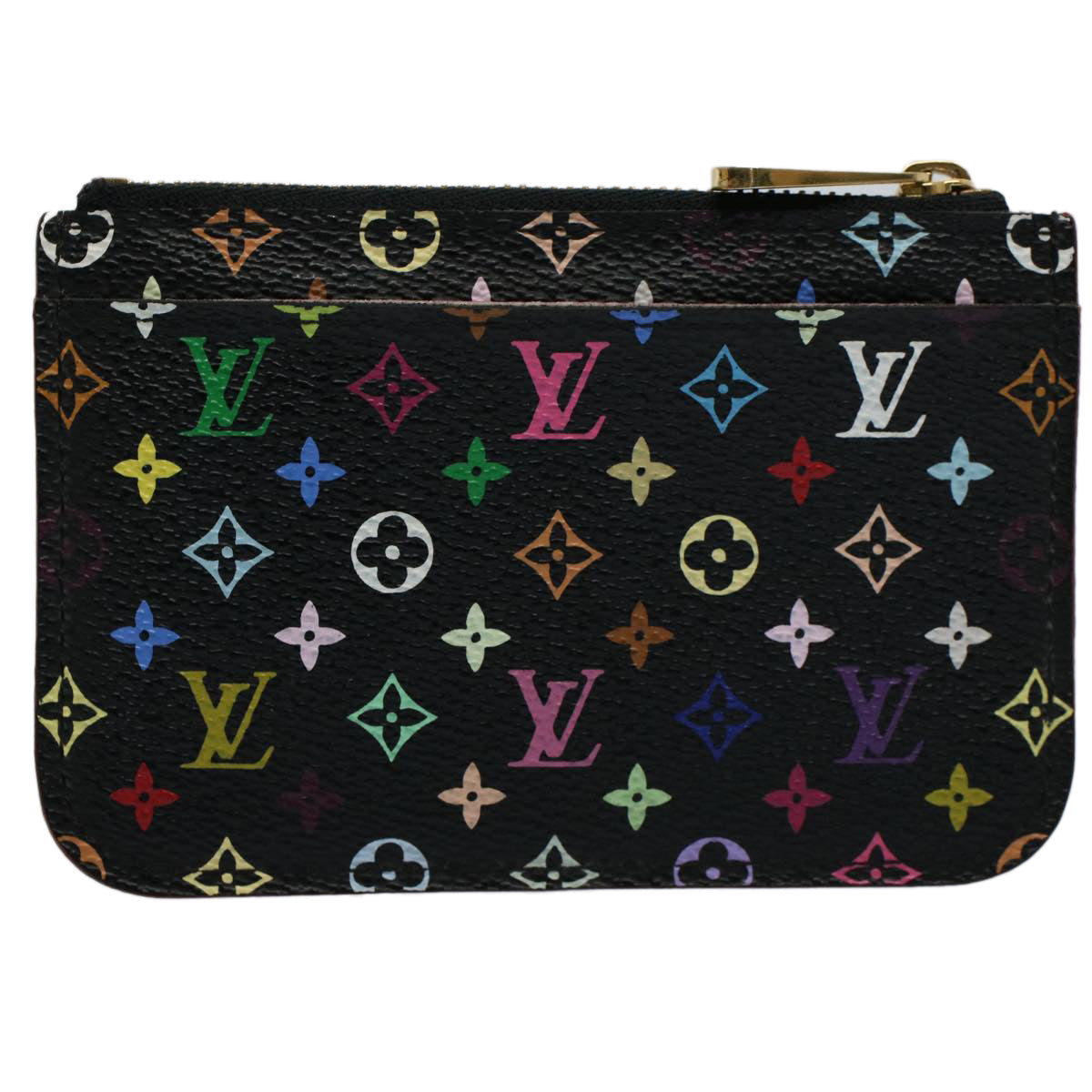 LOUIS VUITTON Multicolor Pochette Cles NM Coin Purse Black M60279 LV 55266