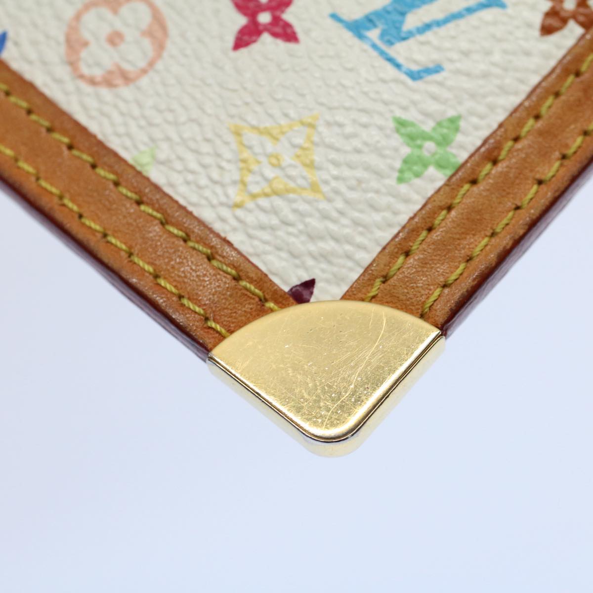 LOUIS VUITTON Monogram Multicolor Pochette Cles Purse White M92655 55267