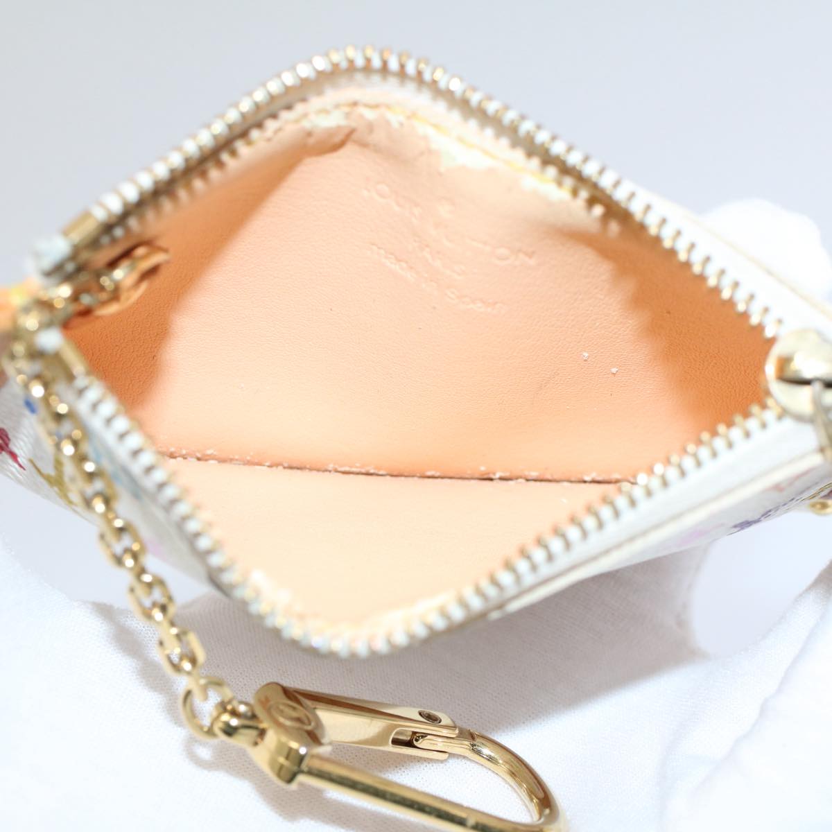 LOUIS VUITTON Monogram Multicolor Pochette Cles Purse White M92655 55267