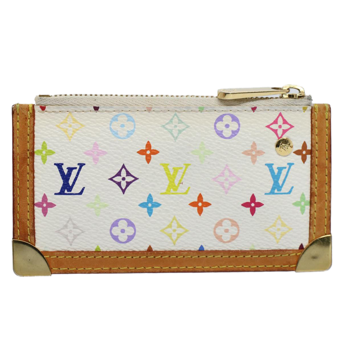 LOUIS VUITTON Monogram Multicolor Pochette Cles Purse White M92655 55267