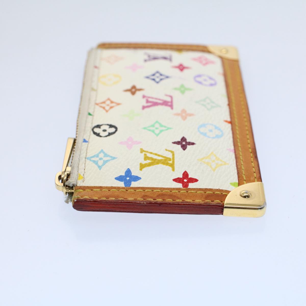 LOUIS VUITTON Monogram Multicolor Pochette Cles Purse White M92655 55267