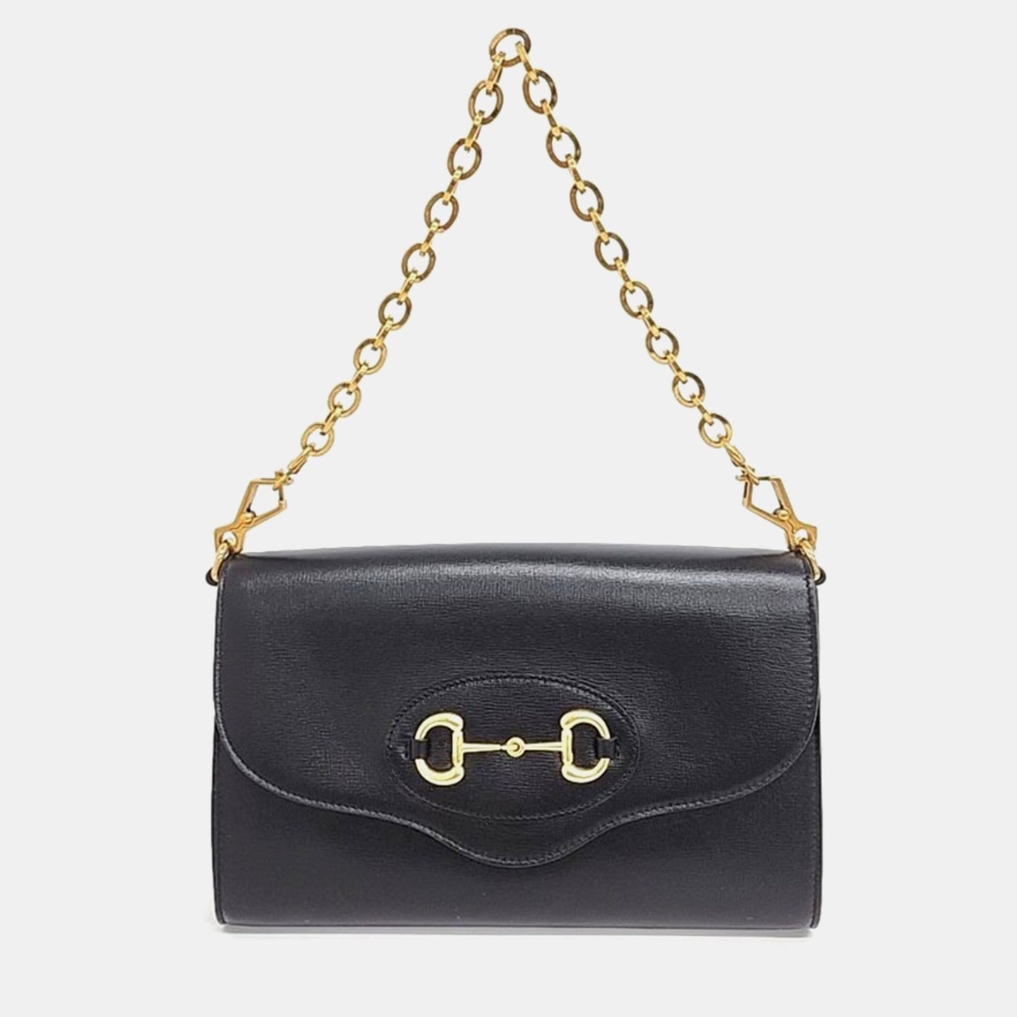 Luxury Gucci Trending 2025 Black Leather Horsebit 1955 Shoulder Bag
