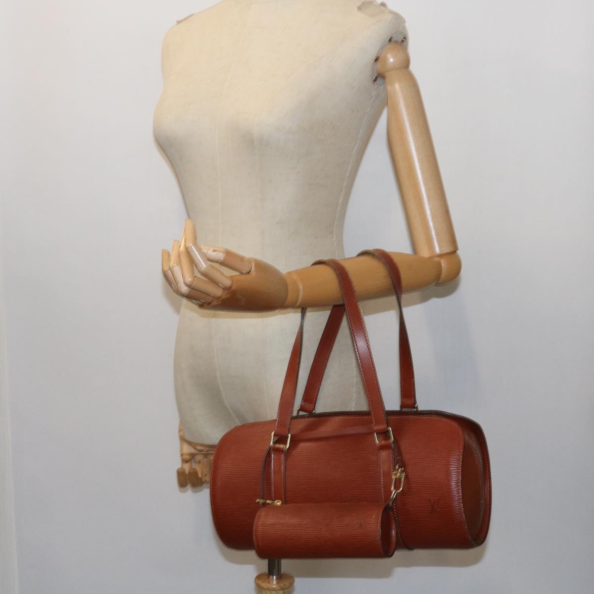 LOUIS VUITTON Epi Soufflot Hand Bag Brown M52223 LV 55319