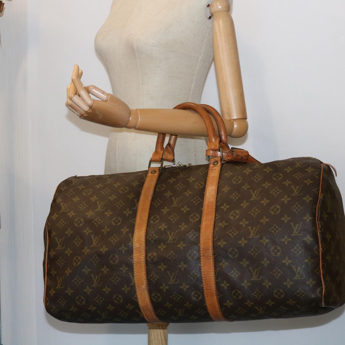 LOUIS VUITTON Monogram Keepall 55 Boston Bag M41424 LV 55349
