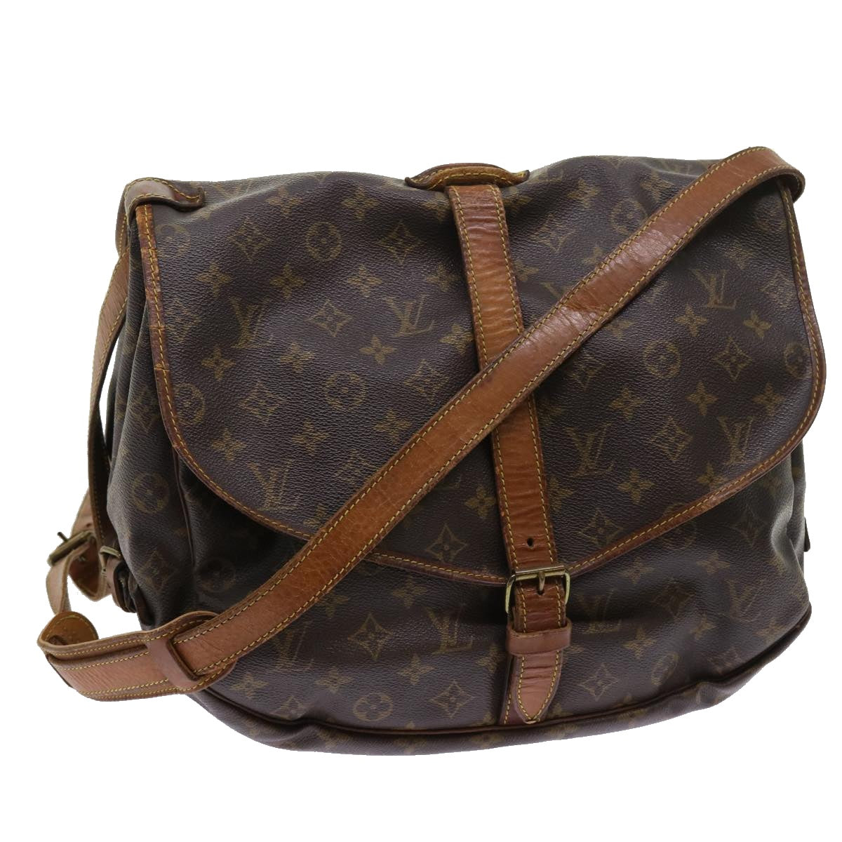 LOUIS VUITTON Monogram Saumur 35 Shoulder Bag M42254 LV 55382