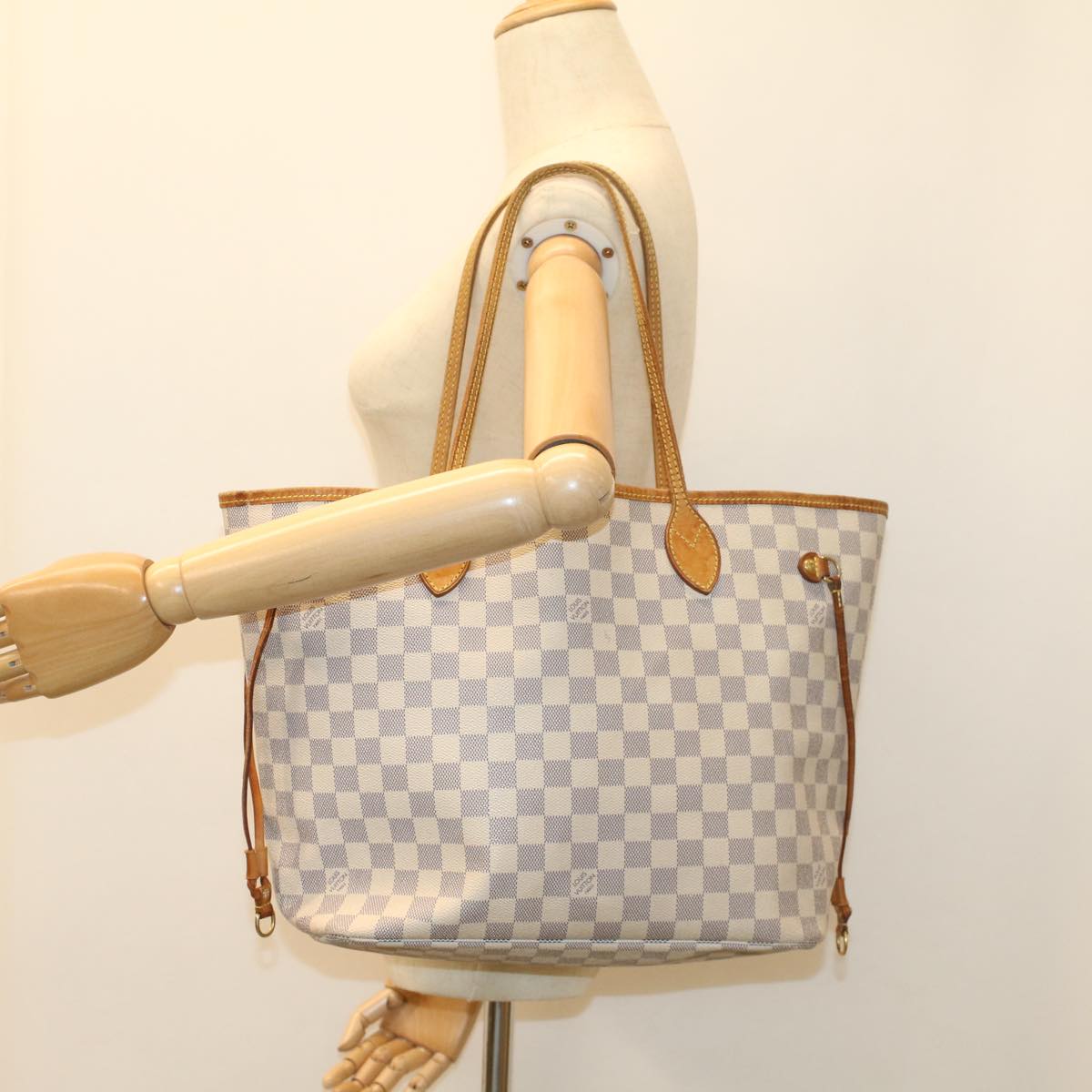 LOUIS VUITTON Damier Azur Neverfull MM Tote Bag N41605 LV 55498