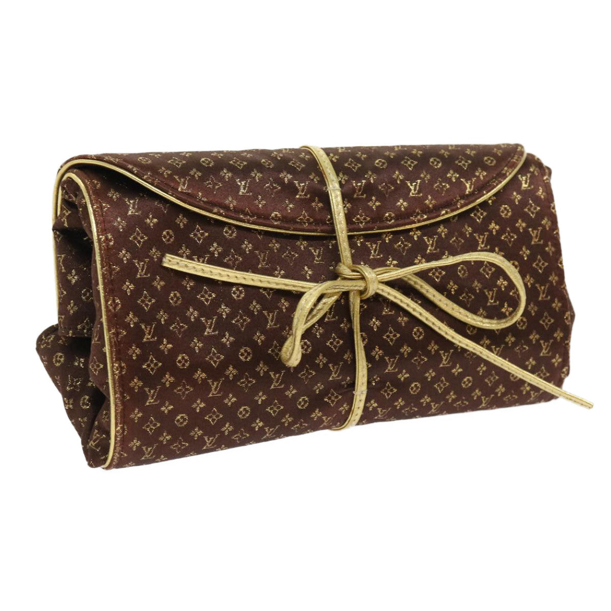 LOUIS VUITTON Monogram Satin Trousse Bijou Pliable Case Brown M92329 55531