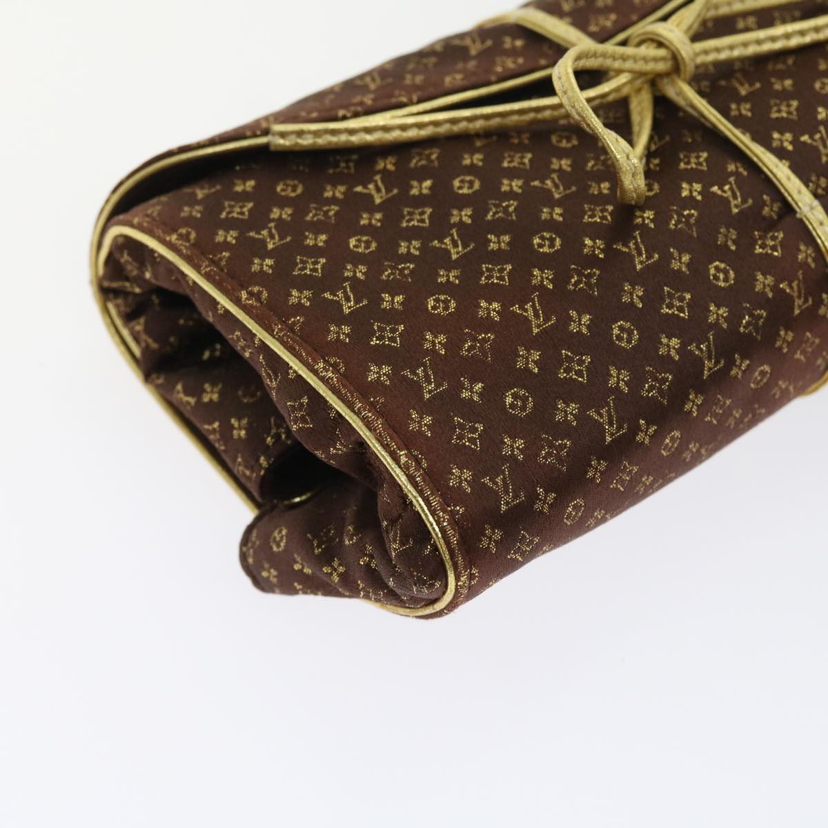 LOUIS VUITTON Monogram Satin Trousse Bijou Pliable Case Brown M92329 55531