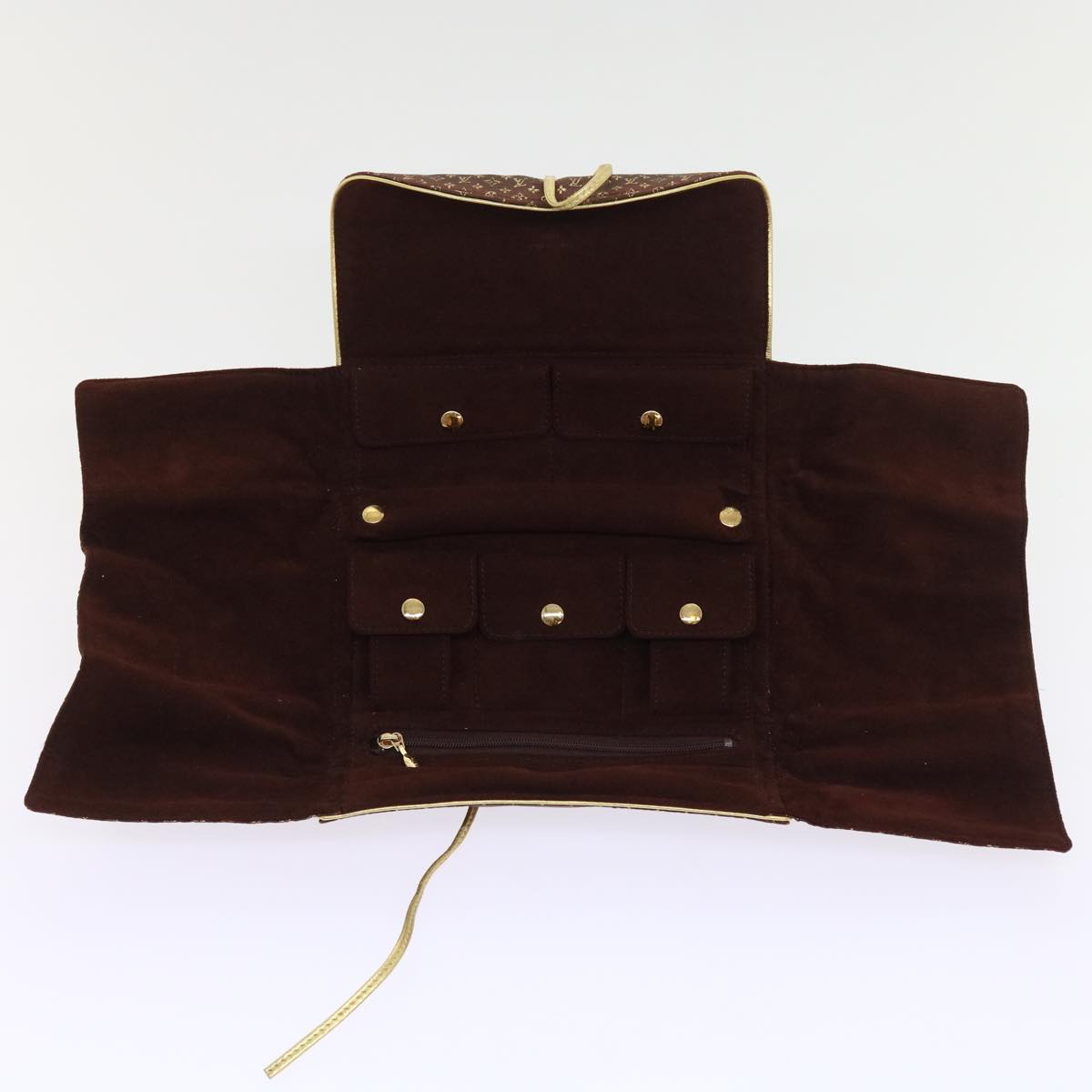 LOUIS VUITTON Monogram Satin Trousse Bijou Pliable Case Brown M92329 55531
