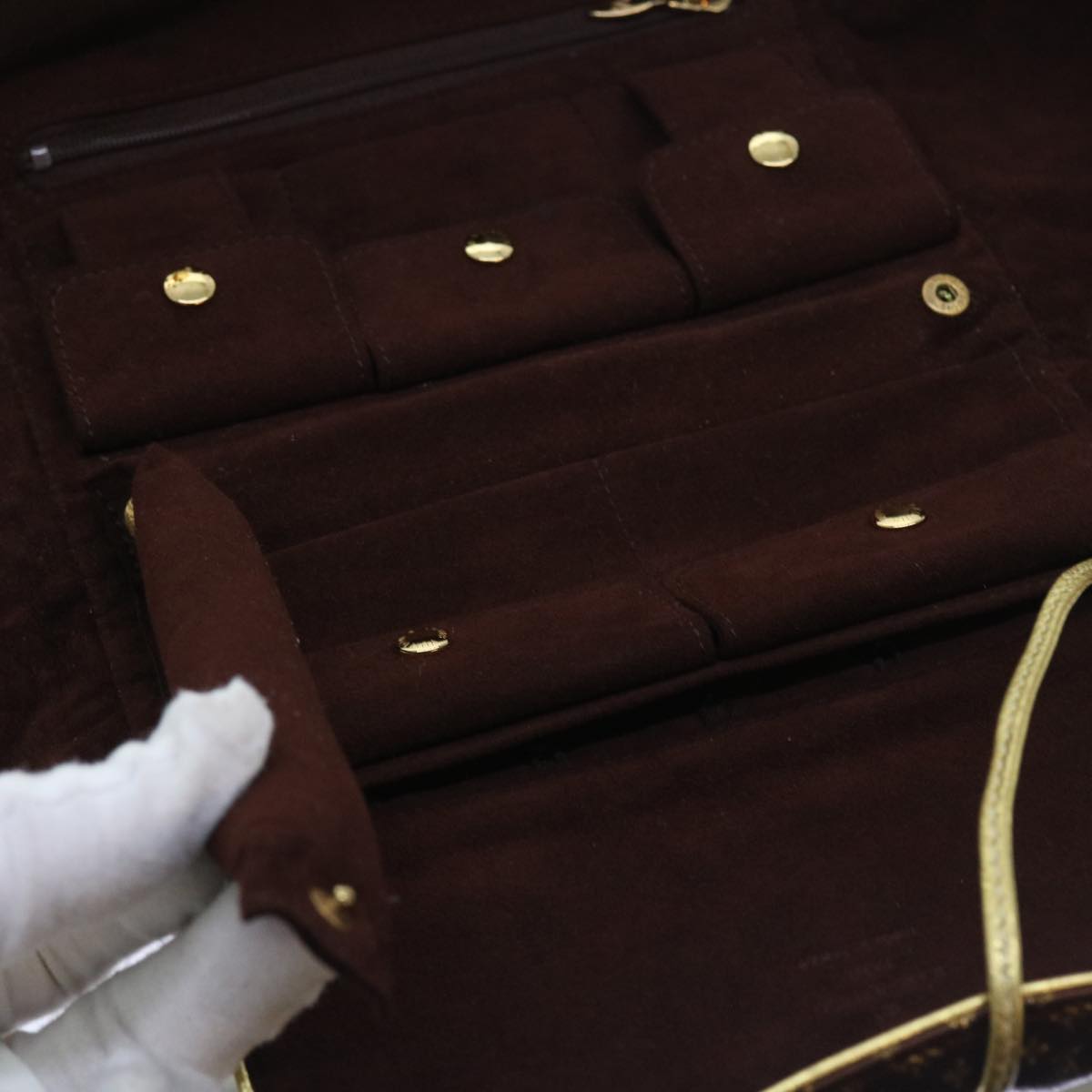 LOUIS VUITTON Monogram Satin Trousse Bijou Pliable Case Brown M92329 55531
