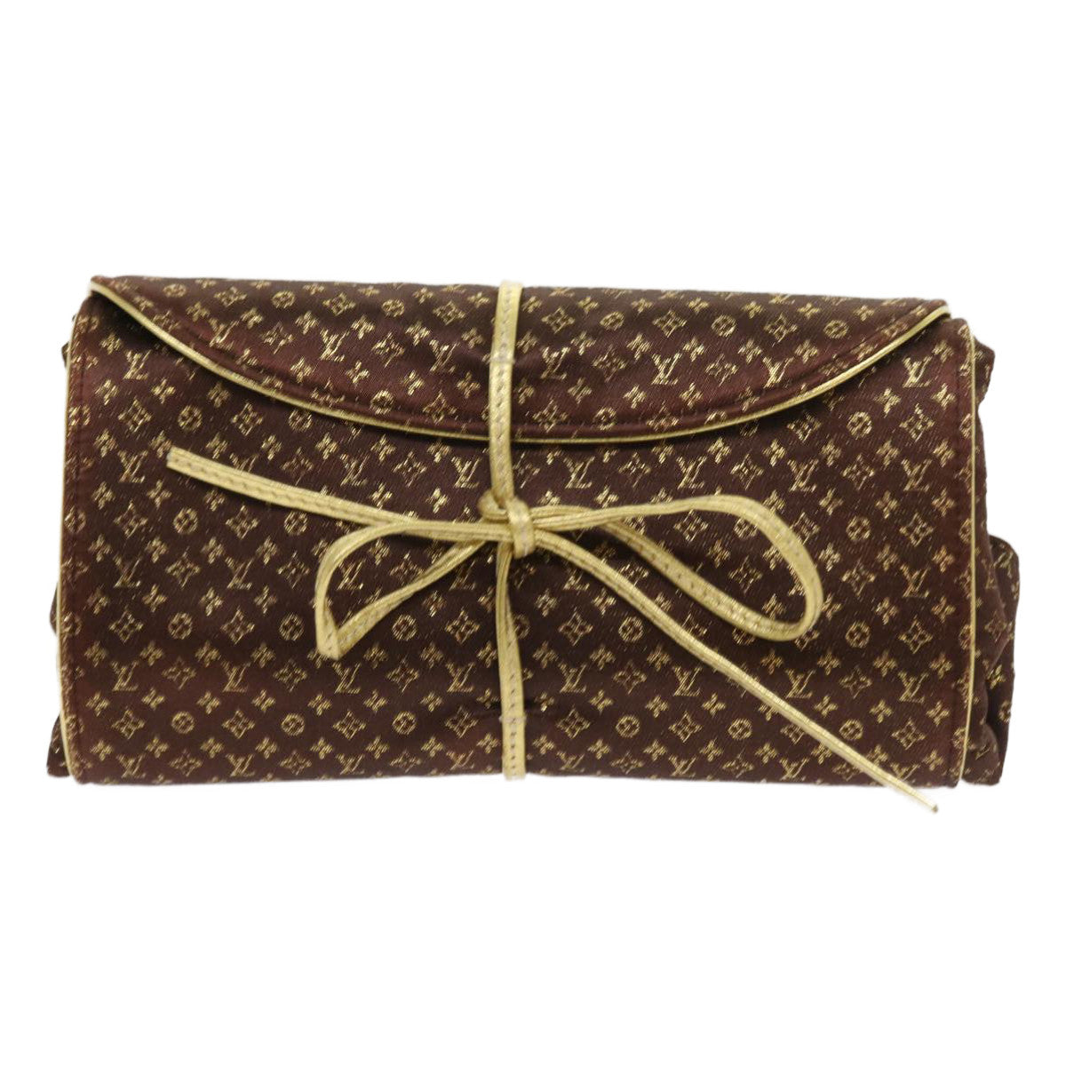 LOUIS VUITTON Monogram Satin Trousse Bijou Pliable Case Brown M92329 55531