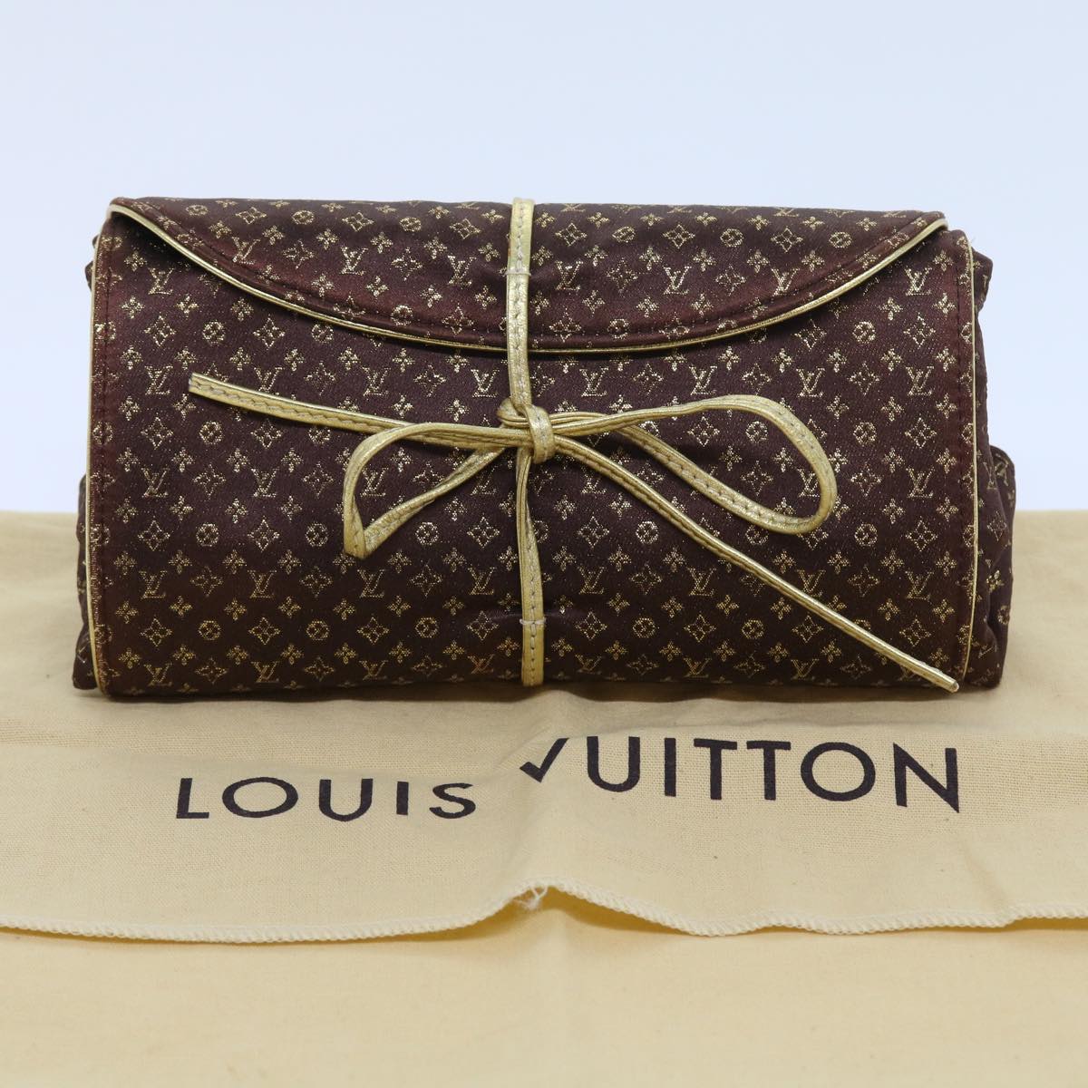 LOUIS VUITTON Monogram Satin Trousse Bijou Pliable Case Brown M92329 55531