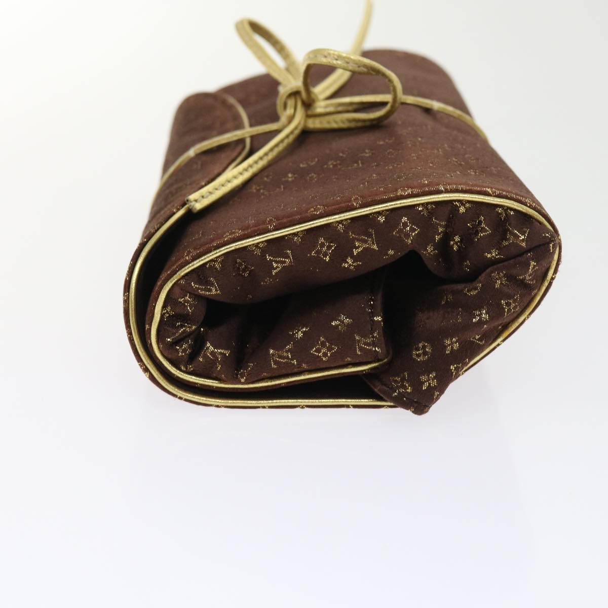 LOUIS VUITTON Monogram Satin Trousse Bijou Pliable Case Brown M92329 55531