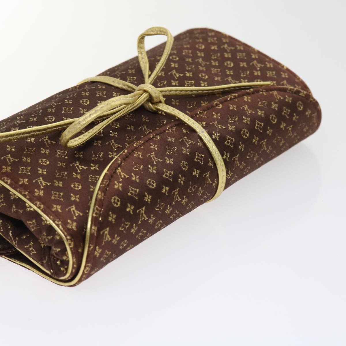 LOUIS VUITTON Monogram Satin Trousse Bijou Pliable Case Brown M92329 55531