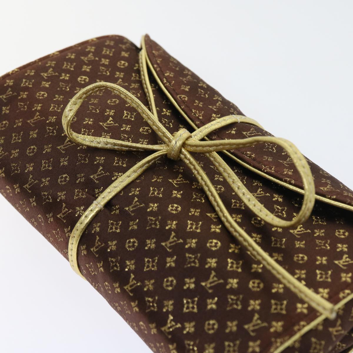 LOUIS VUITTON Monogram Satin Trousse Bijou Pliable Case Brown M92329 55531