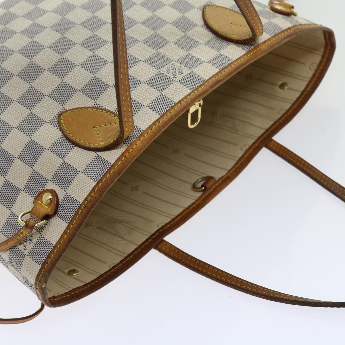 LOUIS VUITTON Damier Azur Neverfull PM Tote Bag N41362 LV 55573