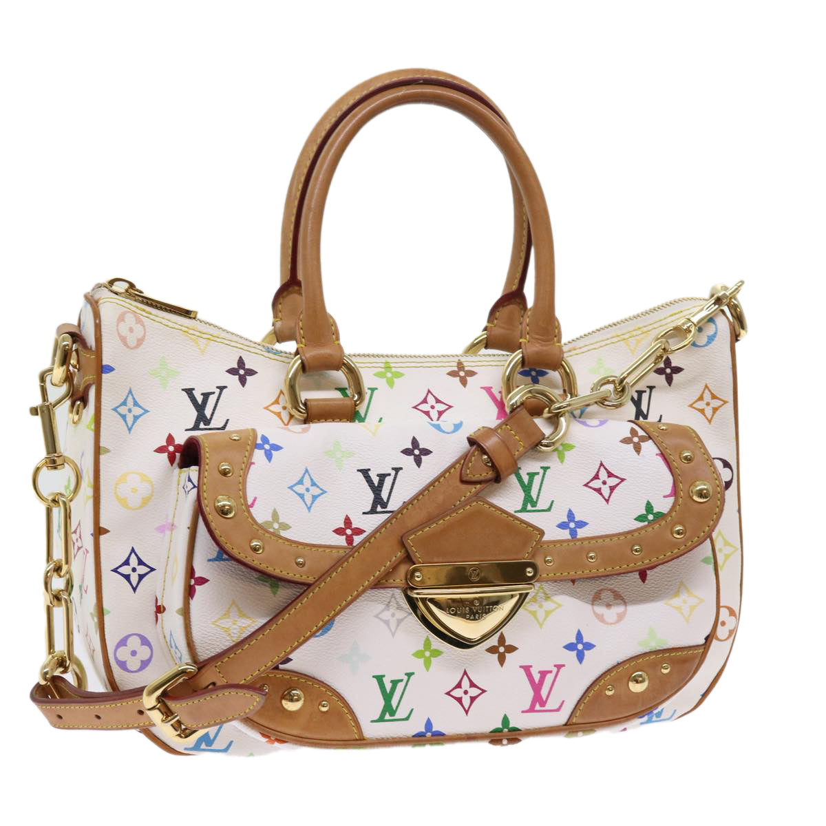 LOUIS VUITTON Monogram Multicolor Rita Hand Bag 2way White M40125 LV 55579A