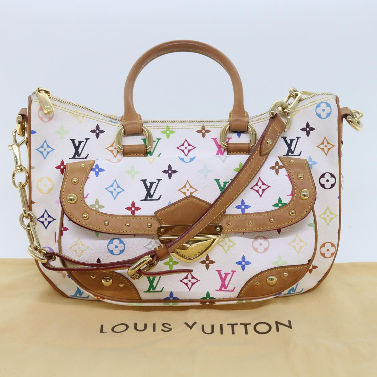 LOUIS VUITTON Monogram Multicolor Rita Hand Bag 2way White M40125 LV 55579A