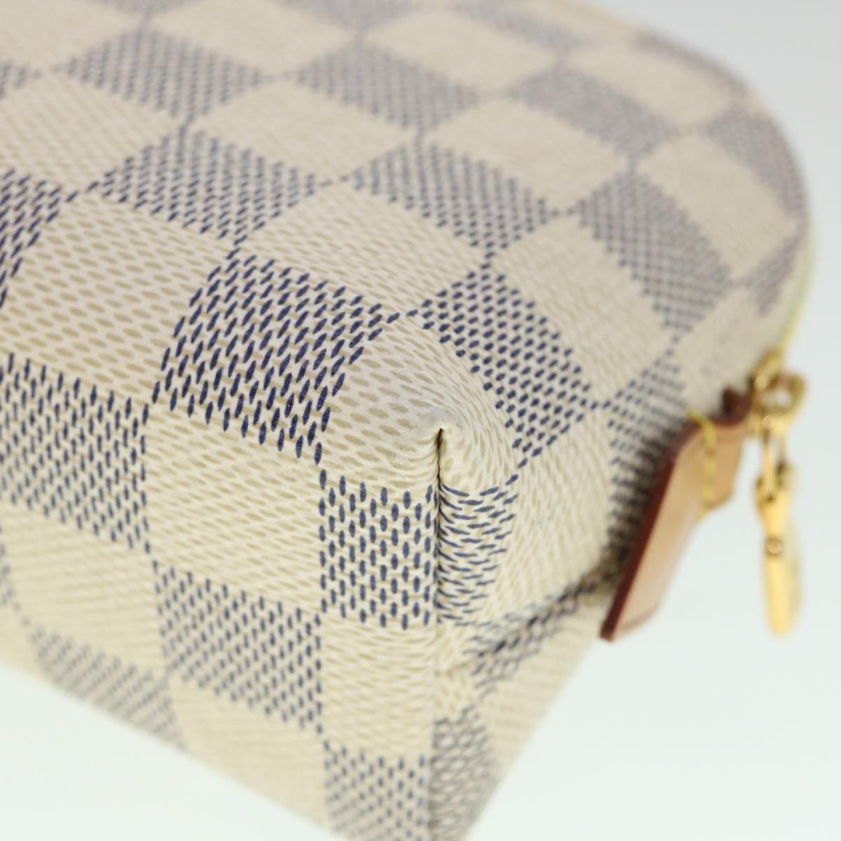 LOUIS VUITTON Damier Azur Pochette Cosmetic PM Pouch N60024 LV 55602