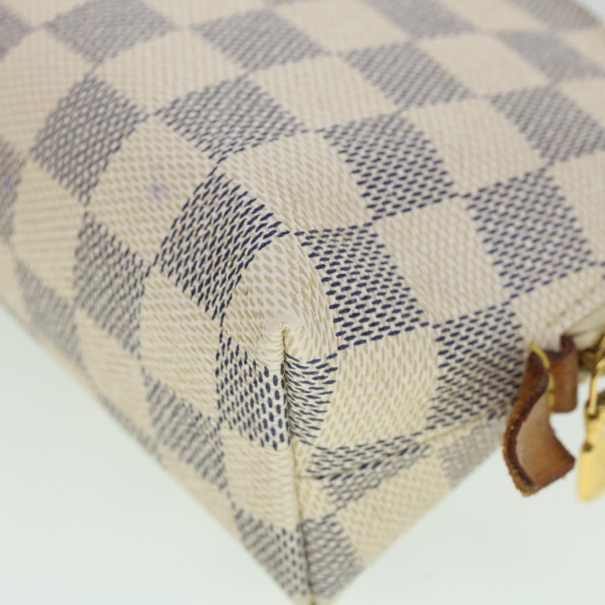LOUIS VUITTON Damier Azur Pochette Cosmetic PM Pouch N60024 LV 55604