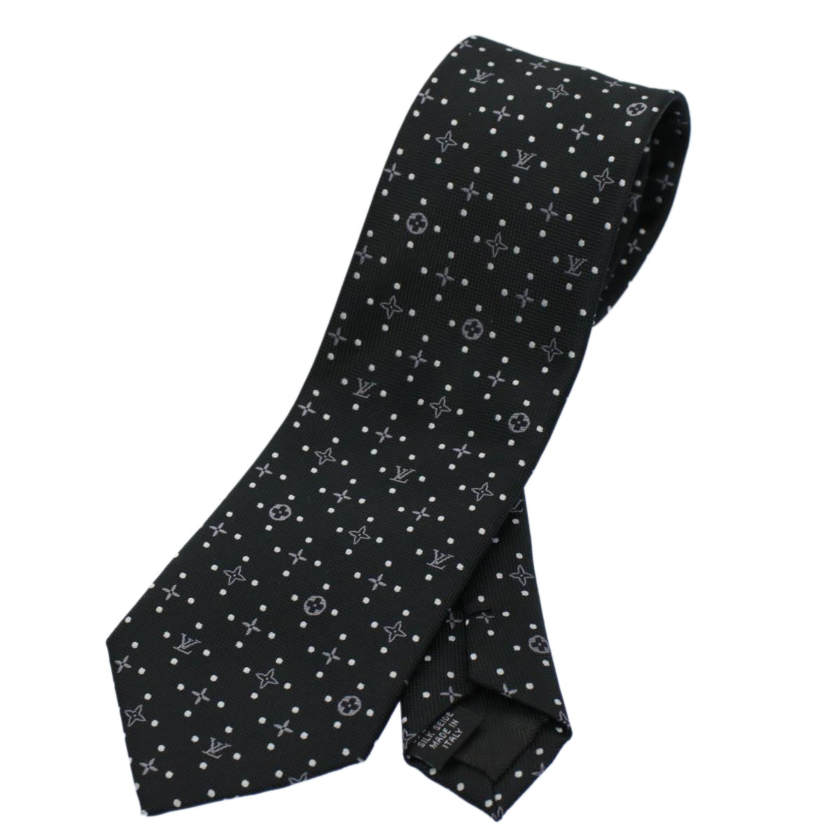 LOUIS VUITTON Monogram Necktie Silk Black LV 55605