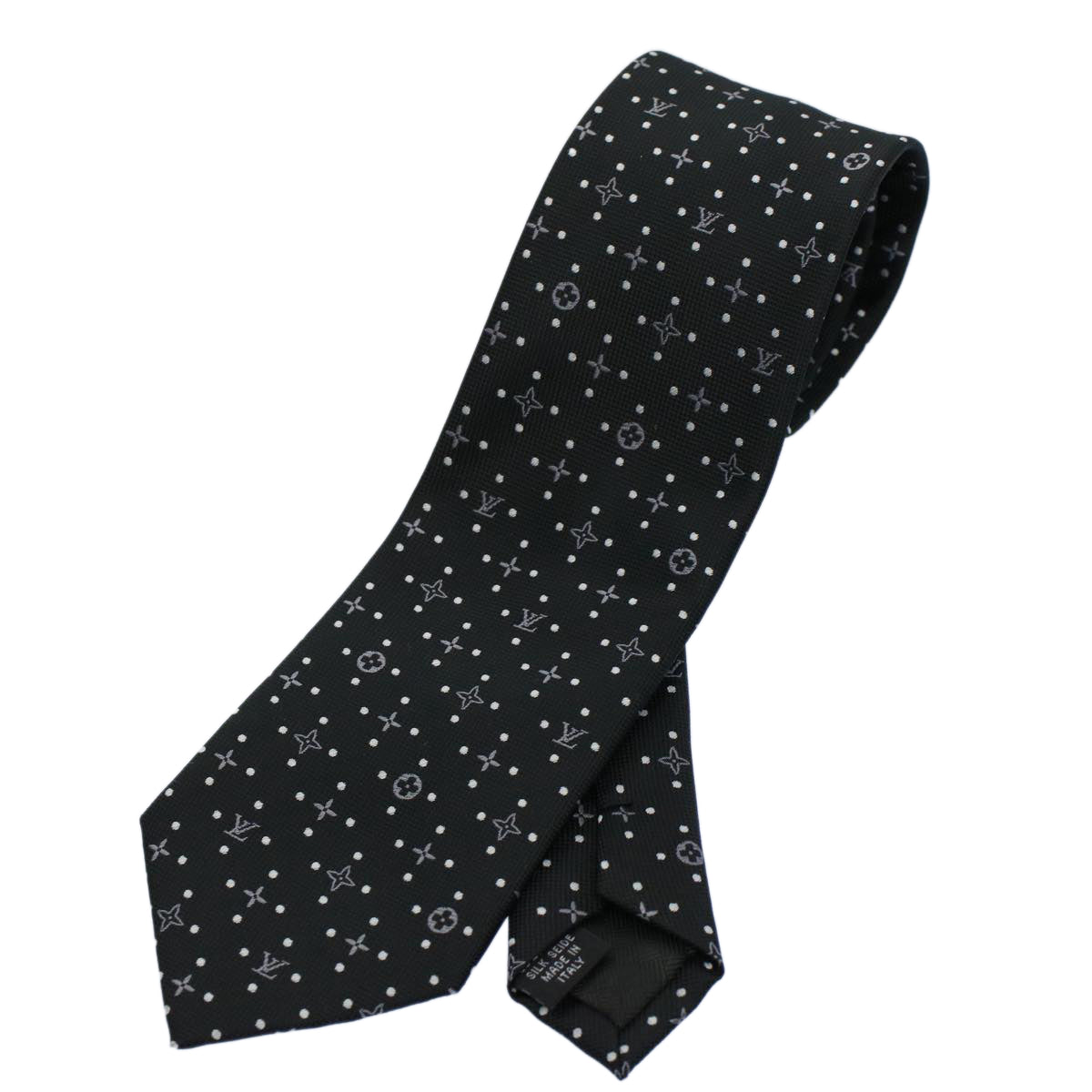 LOUIS VUITTON Monogram Necktie Silk Black LV 55605