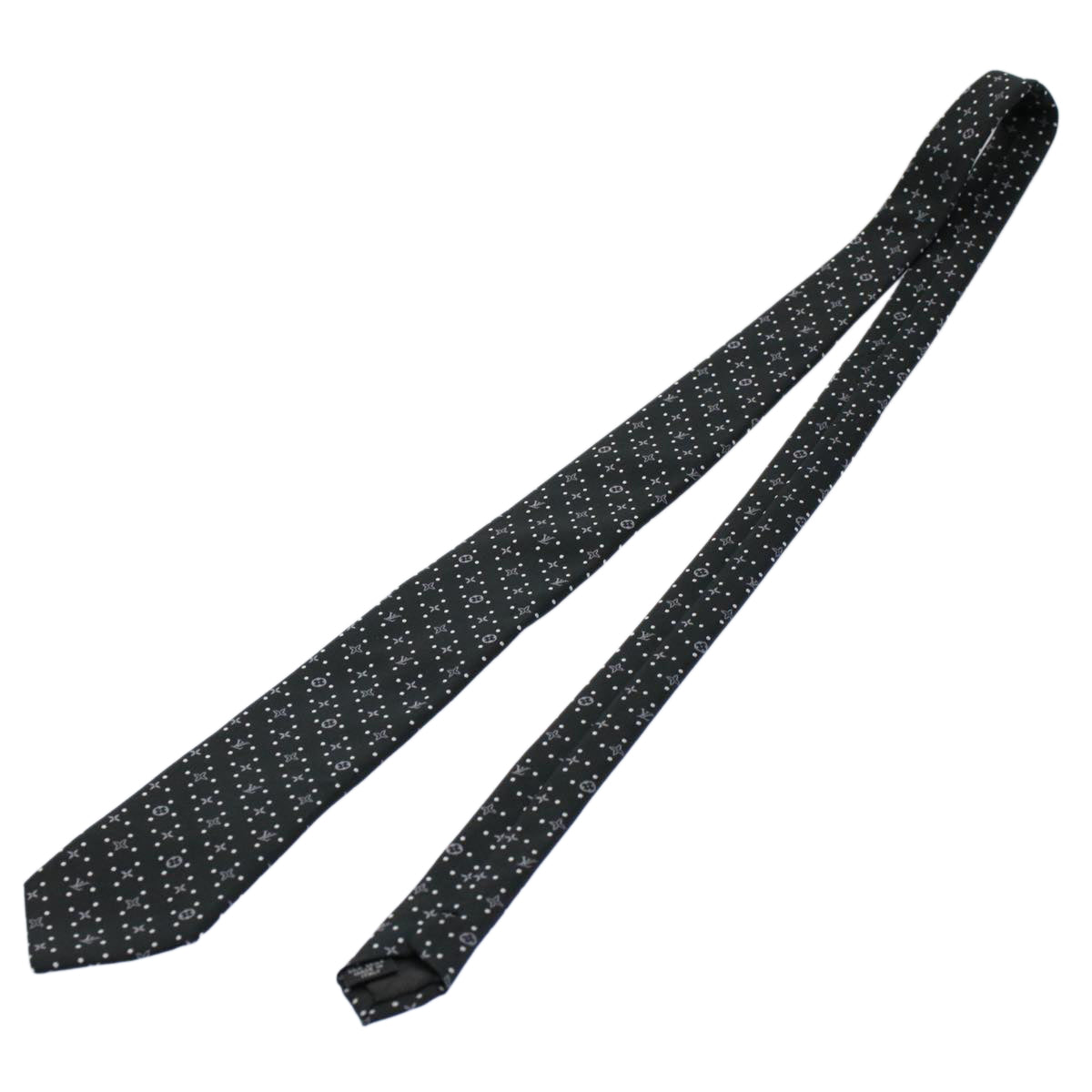 LOUIS VUITTON Monogram Necktie Silk Black LV 55605
