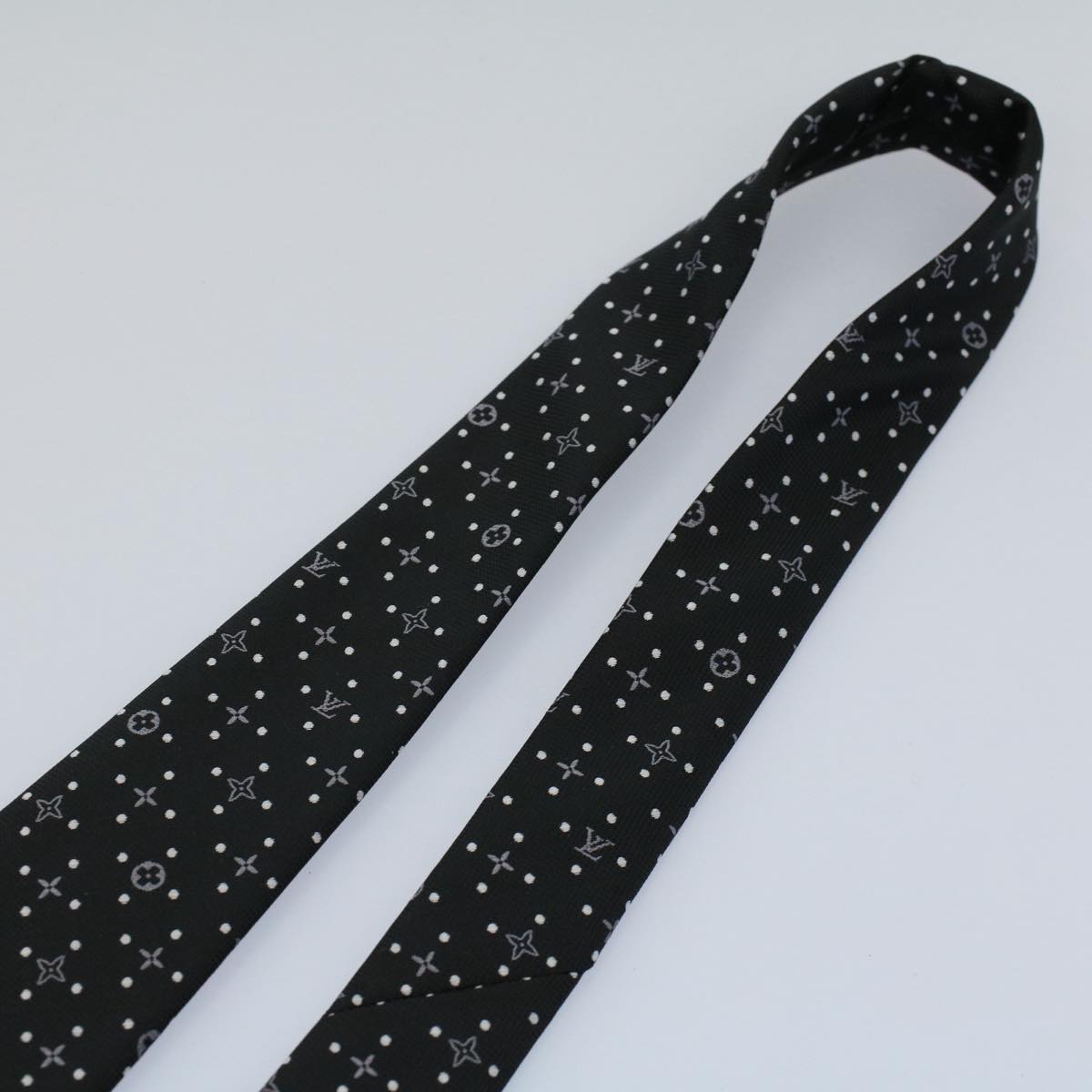 LOUIS VUITTON Monogram Necktie Silk Black LV 55605