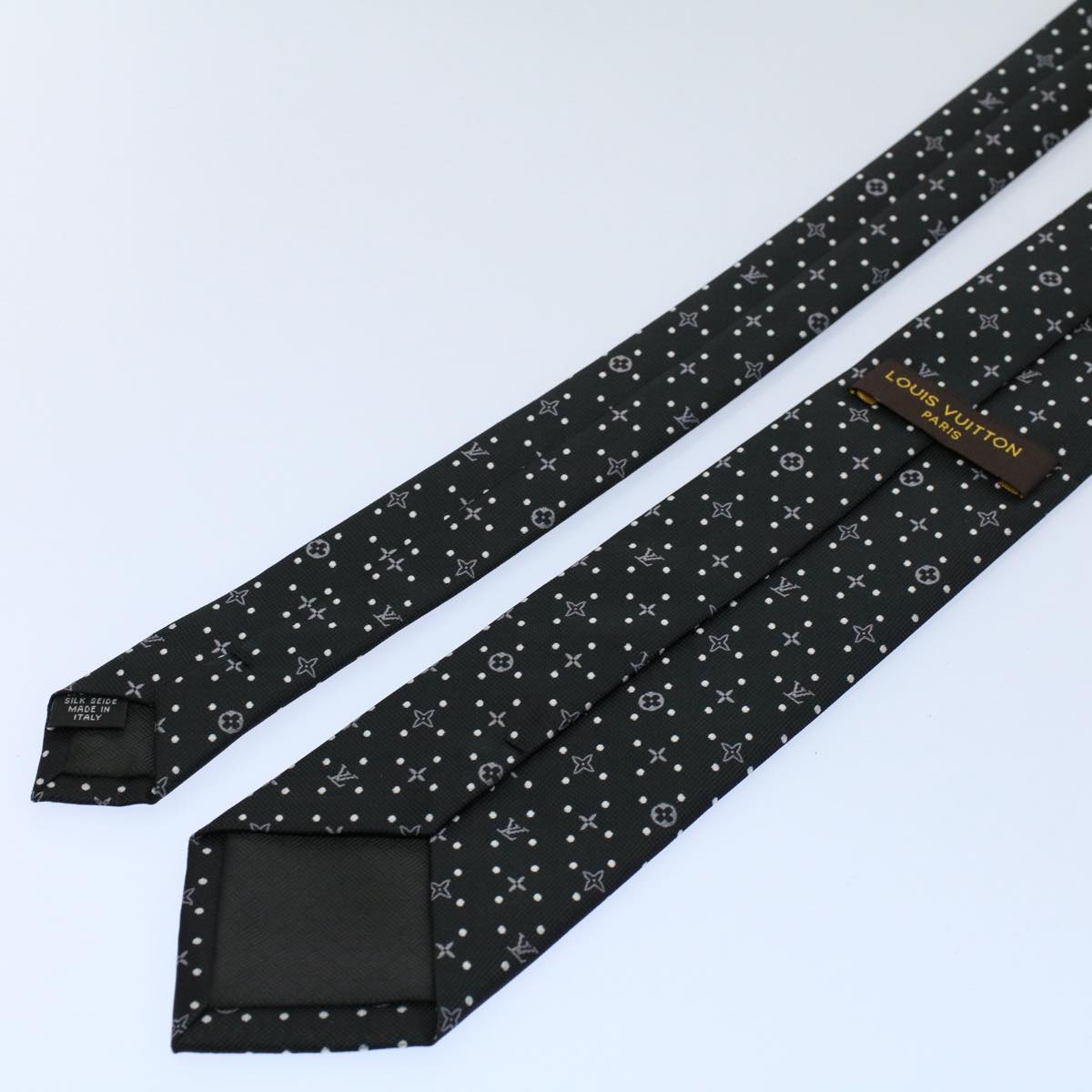 LOUIS VUITTON Monogram Necktie Silk Black LV 55605