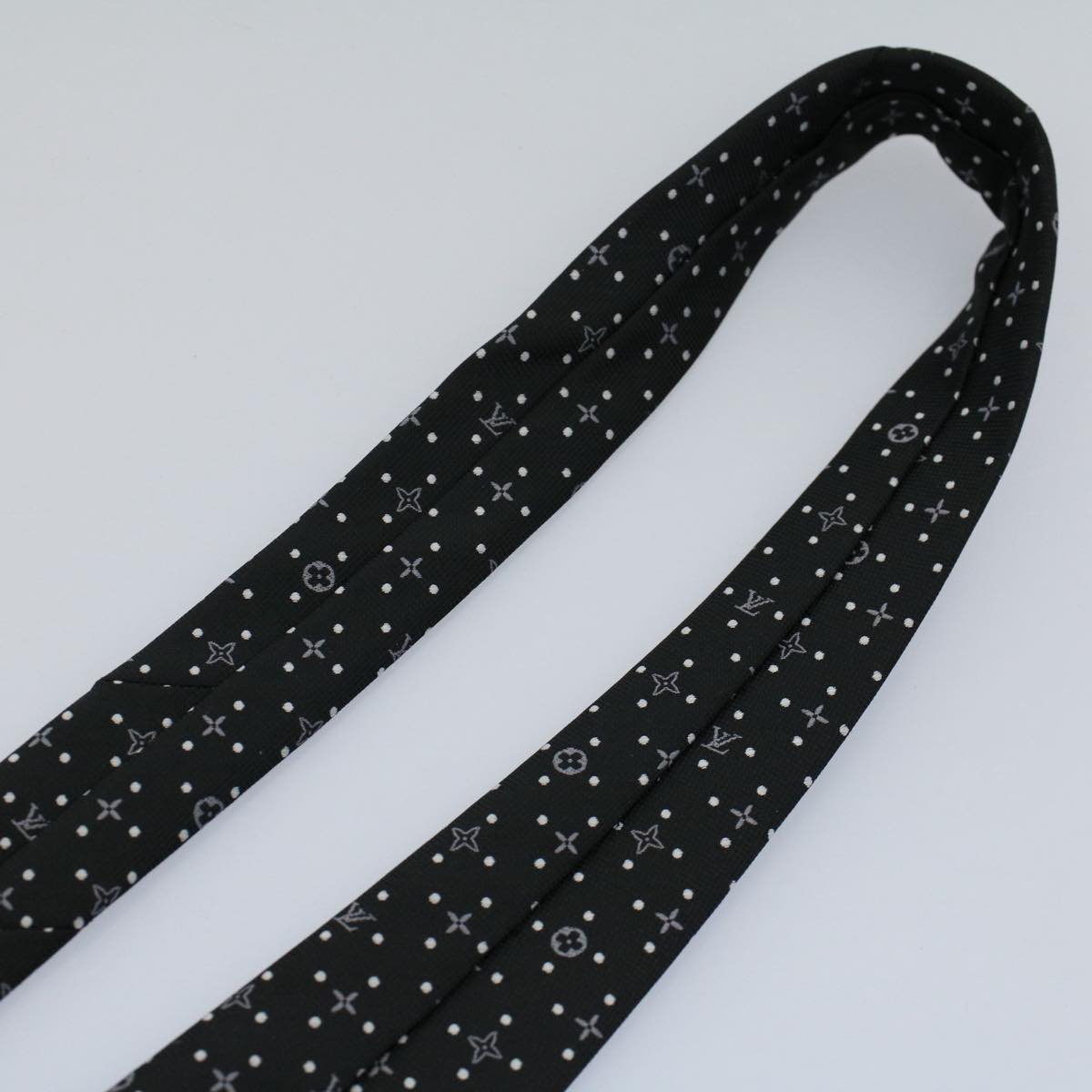LOUIS VUITTON Monogram Necktie Silk Black LV 55605