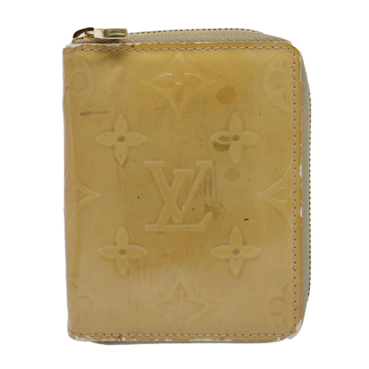LOUIS VUITTON Monogram Vernis Bloom Compact Wallet Beige M91015 LV 55611