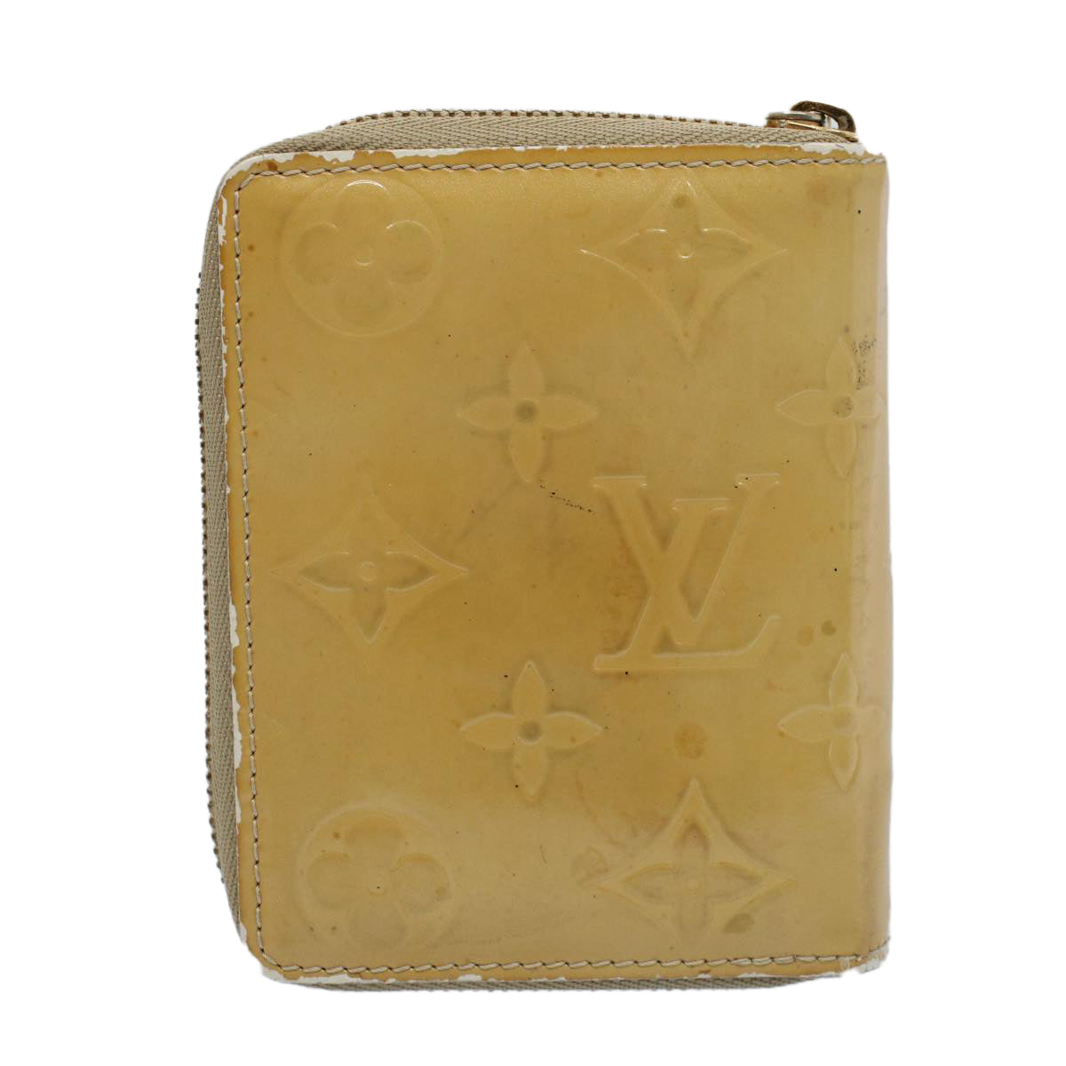 LOUIS VUITTON Monogram Vernis Bloom Compact Wallet Beige M91015 LV 55611