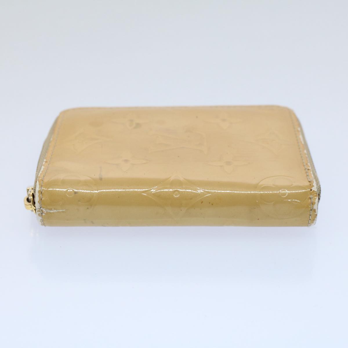 LOUIS VUITTON Monogram Vernis Bloom Compact Wallet Beige M91015 LV 55611