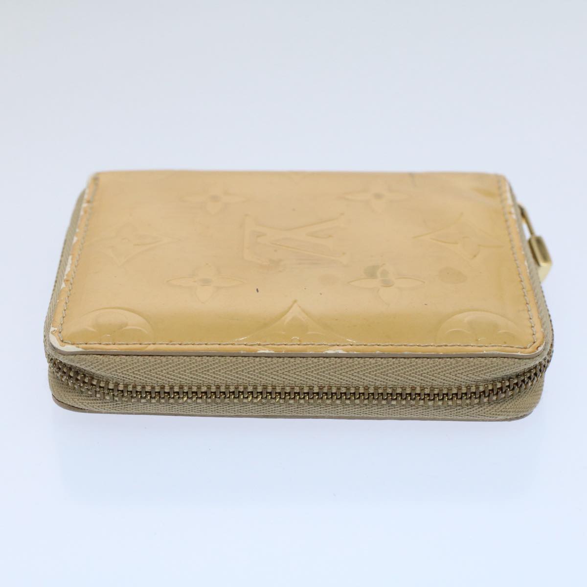 LOUIS VUITTON Monogram Vernis Bloom Compact Wallet Beige M91015 LV 55611