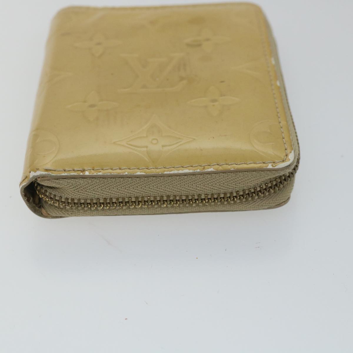 LOUIS VUITTON Monogram Vernis Bloom Compact Wallet Beige M91015 LV 55611