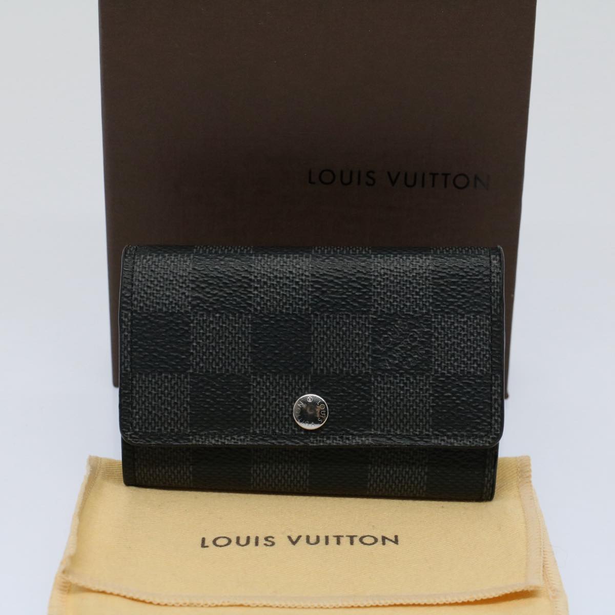 LOUIS VUITTON Damier Graphite Multi Cles 6 Key Case N62662 LV 55615